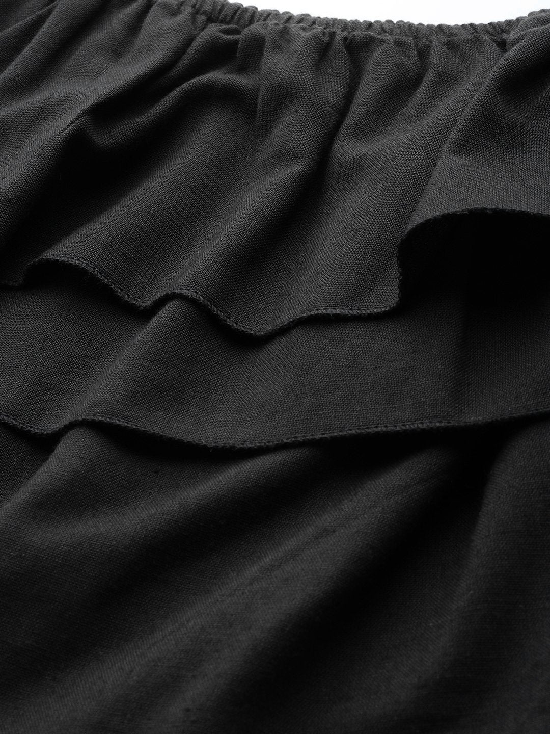 Women's Black Off Shoulder Layer Crop Top