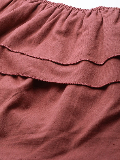 Women's Burgundy Off Shoulder Layer Crop Top