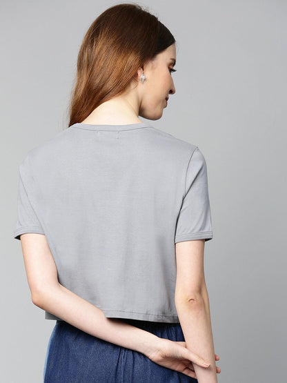 Women's Grey Just-Another-Day Crop T-Shirt