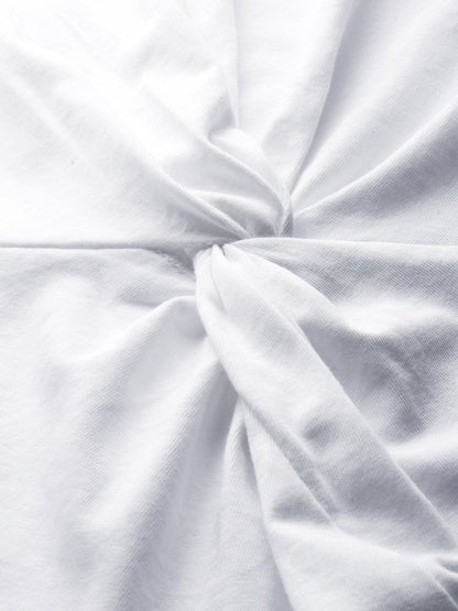 Women's White Twisted Knot Regular T-Shirt