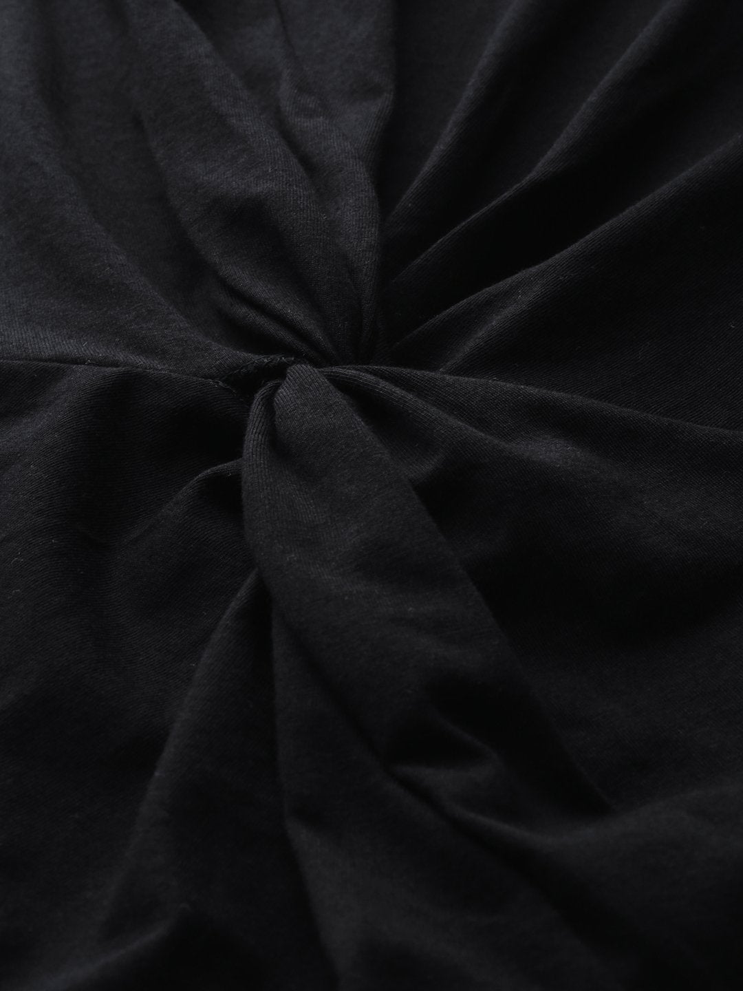 Women's Black Twisted Knot Regular T-Shirt