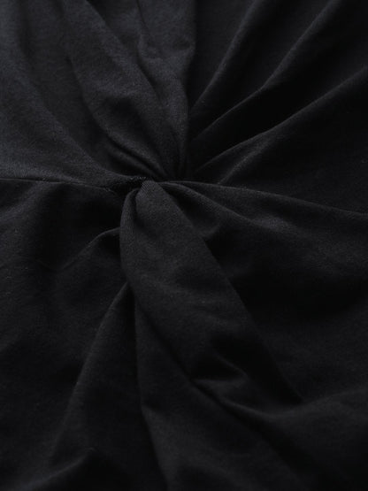 Women's Black Twisted Knot Regular T-Shirt