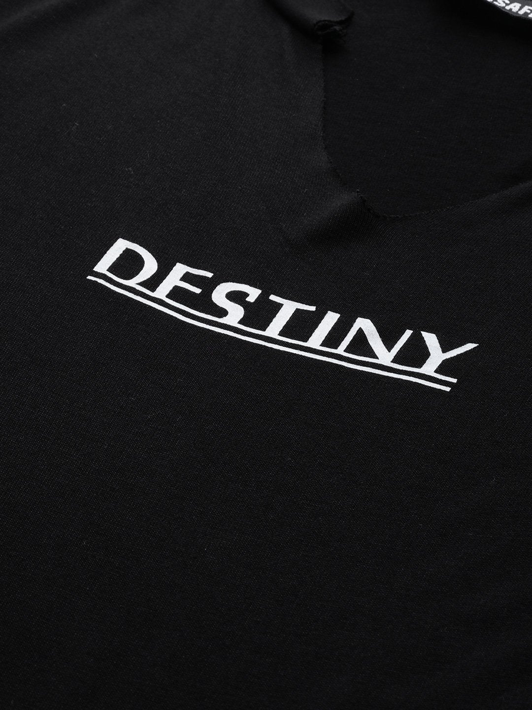 Women's Black Twisted Knot Destiny Crop T-Shirt