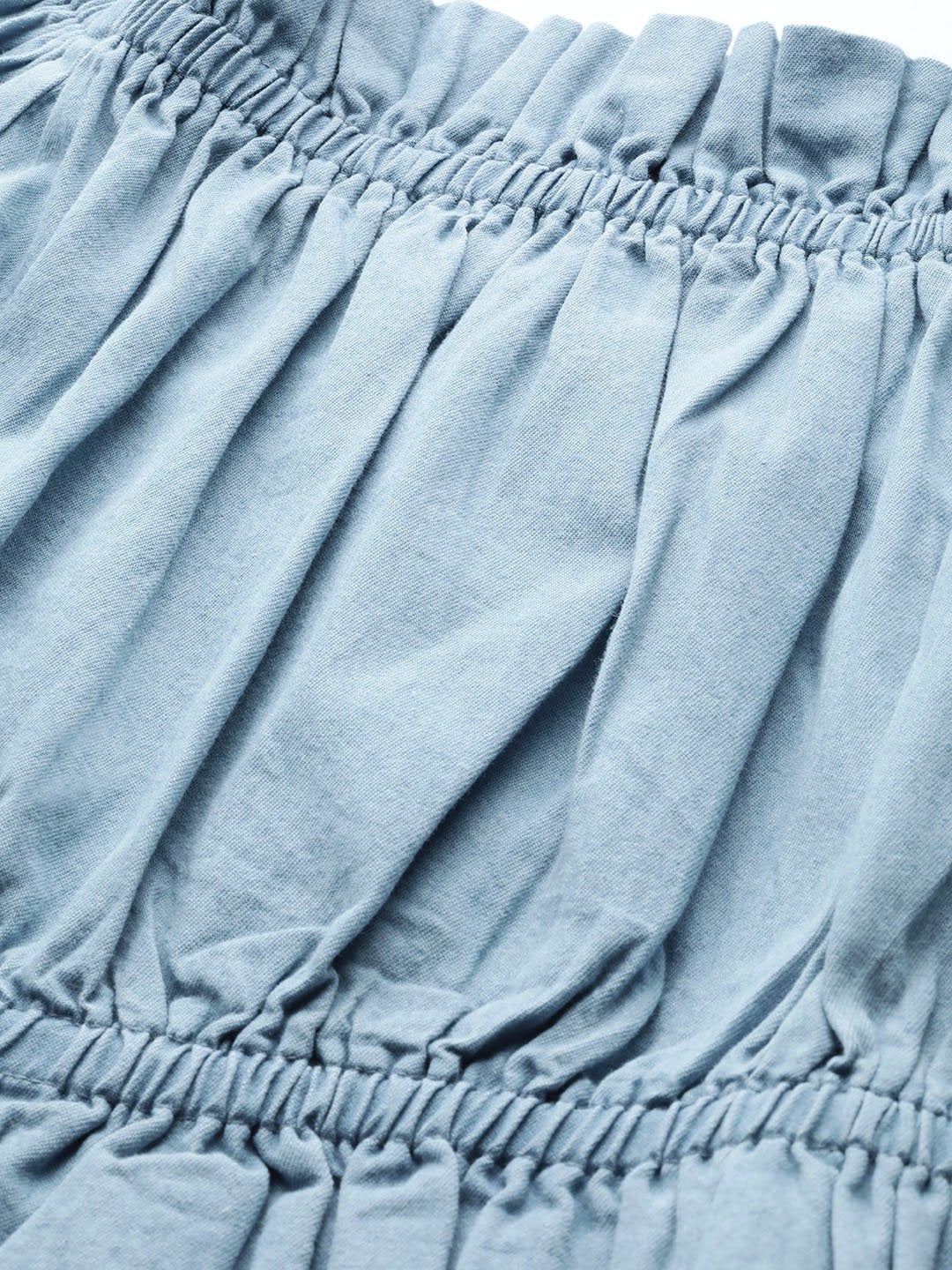 Women's Ice Blue Bardot Denim Crop Top