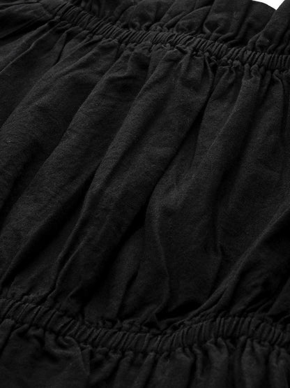 Women's Black Bardot Denim Crop Top