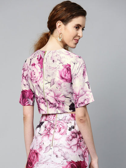 Women's Pink Floral Crop Top