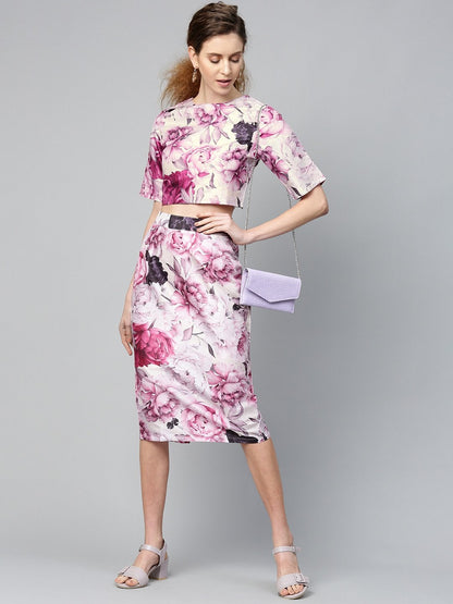Women's Pink Floral Crop Top
