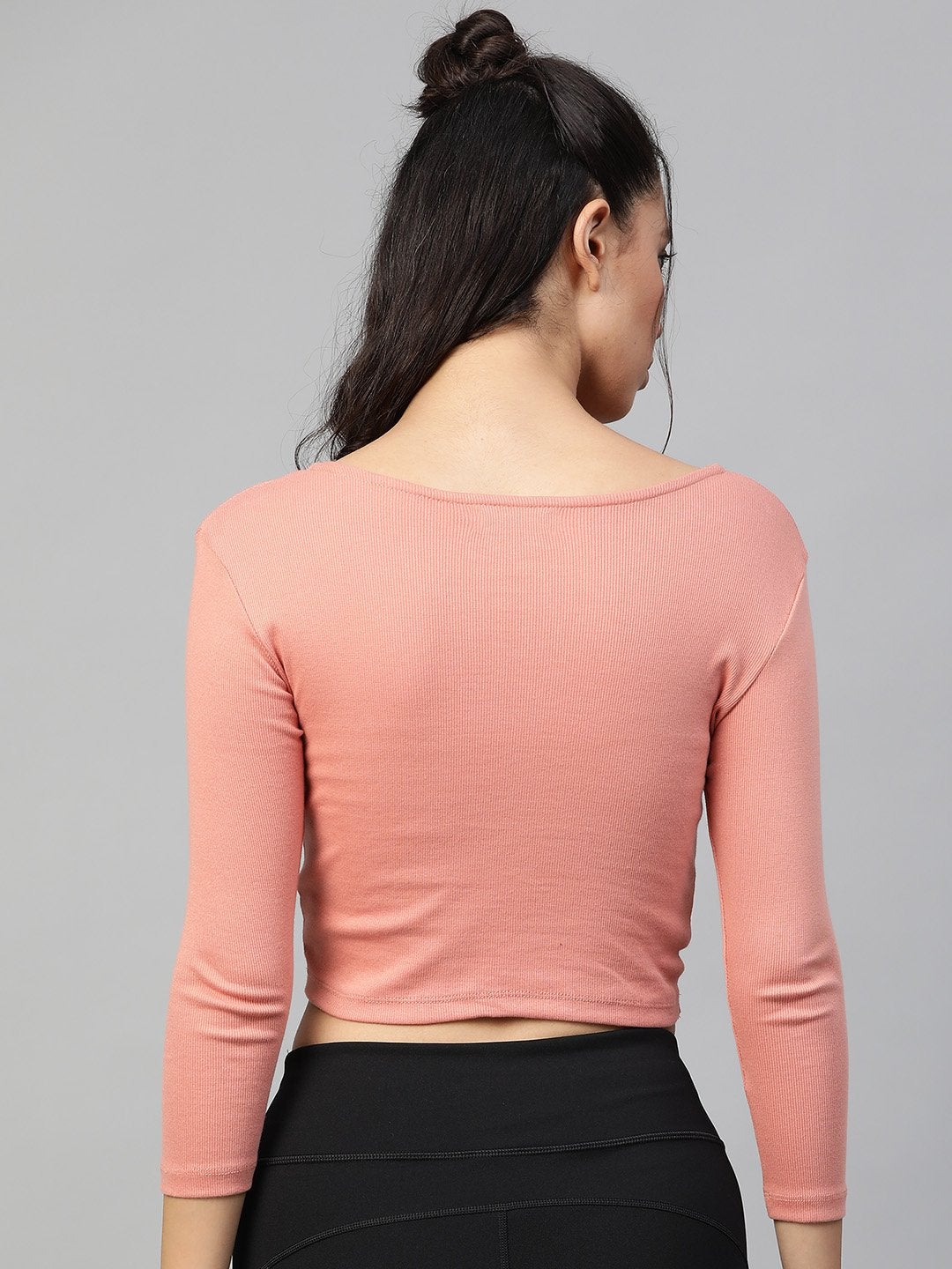 Women's Peach Rib Twisted Knot Crop Top