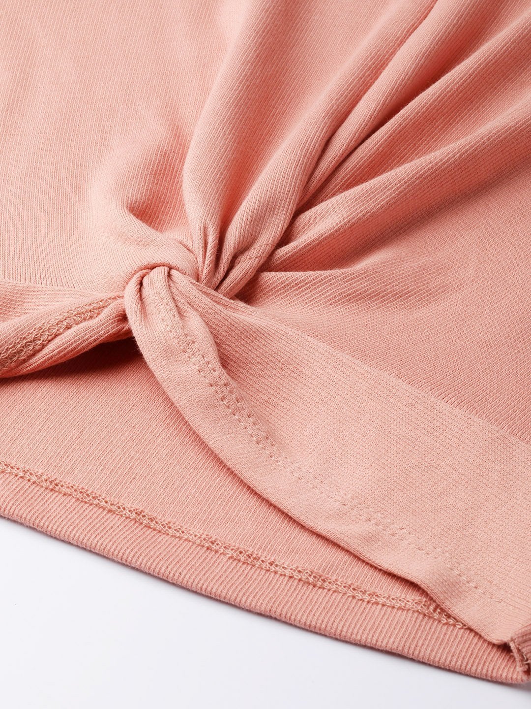 Women's Peach Rib Twisted Knot Crop Top