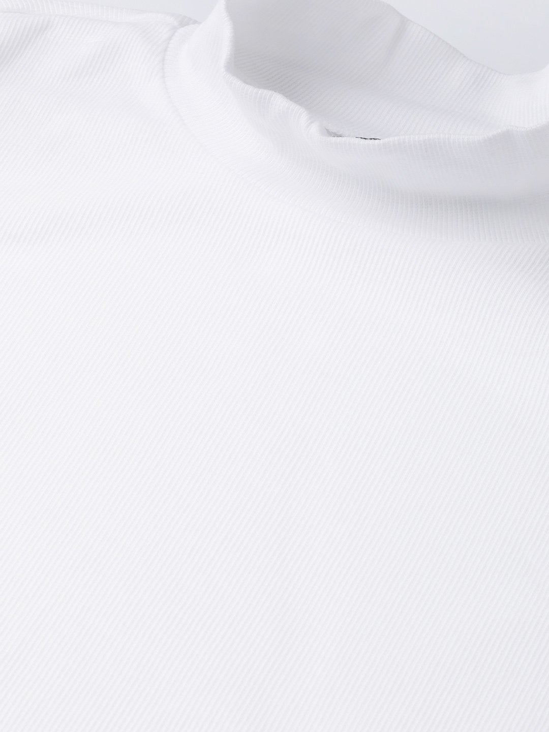 Women's White Rib Turtle Neck Crop Top