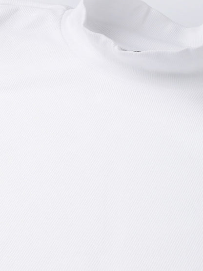 Women's White Rib Turtle Neck Crop Top