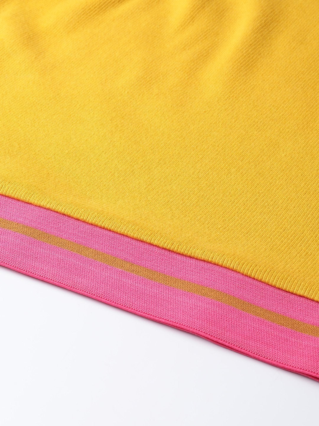 Women's Mustard Rib Contrast Tape Crop Top