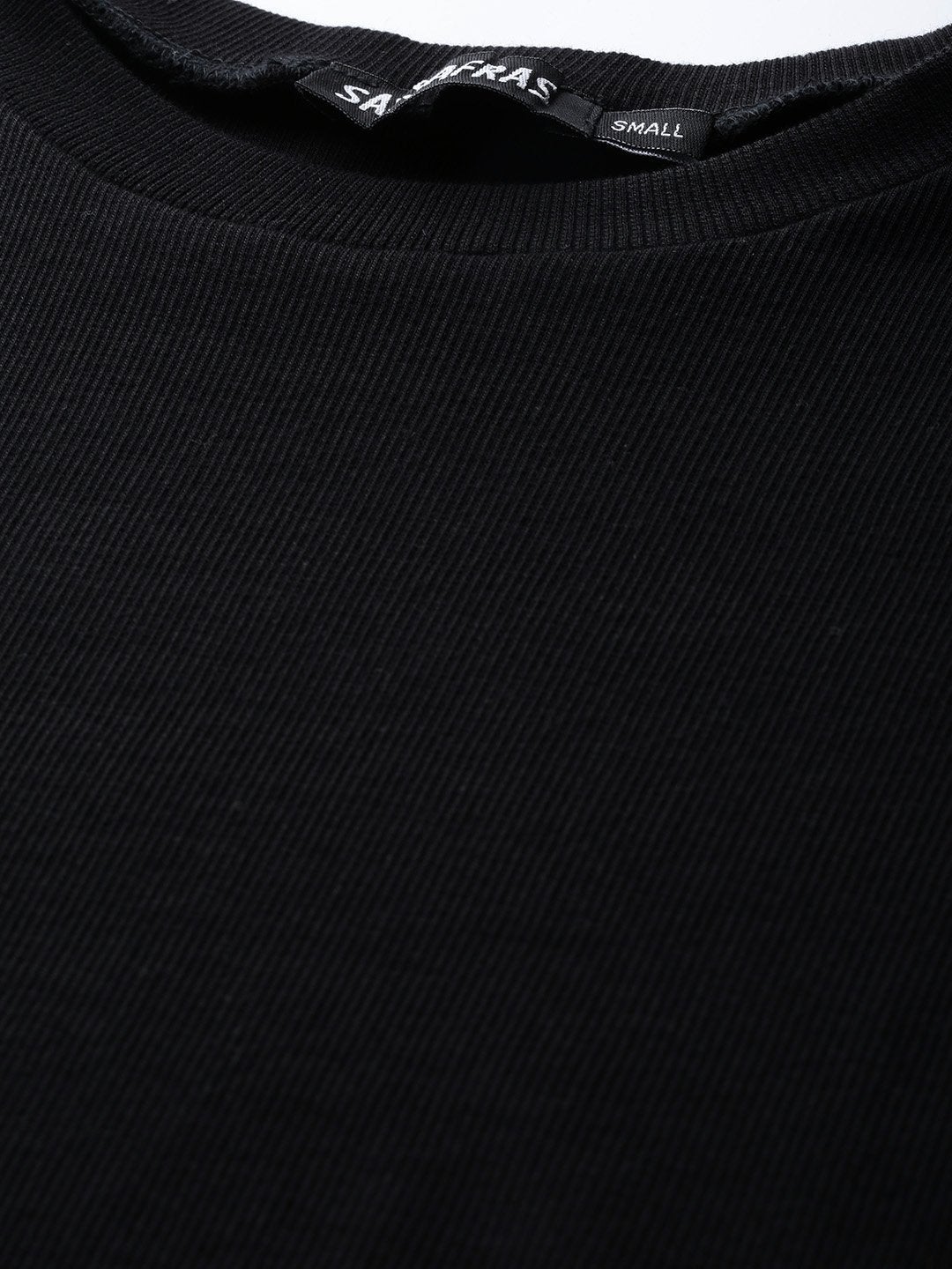 Women's Black Rib Round Neck Crop Top