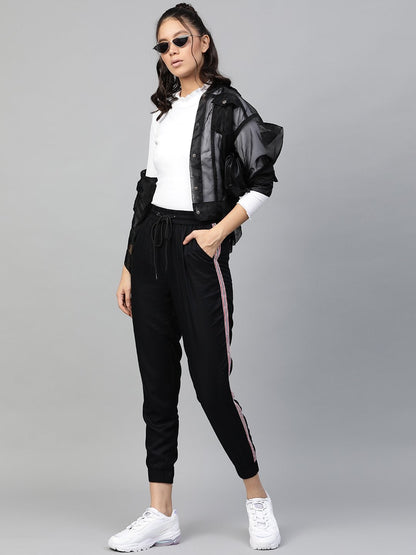 Women's White Rib High Neck Full Sleeve Top