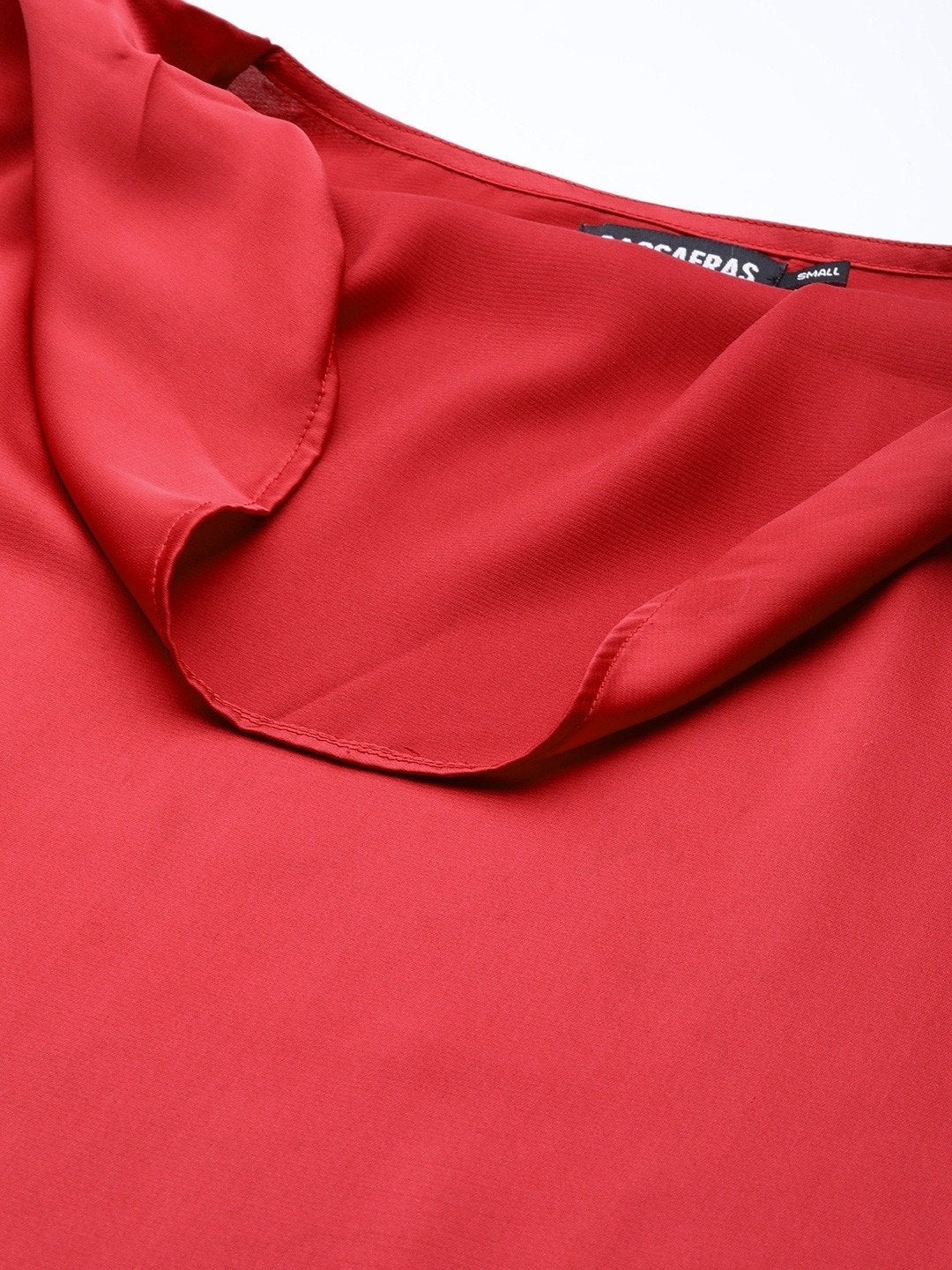 Women's Red Cowl Neck Satin Top
