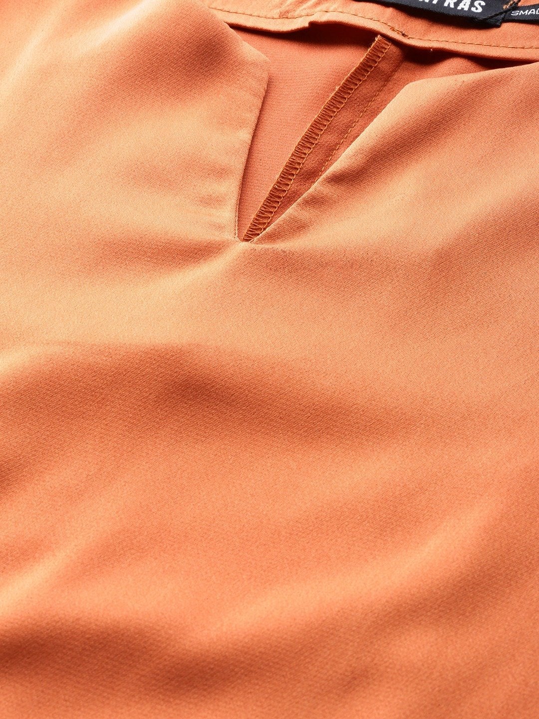 Women's Orange Side Tie Satin Top