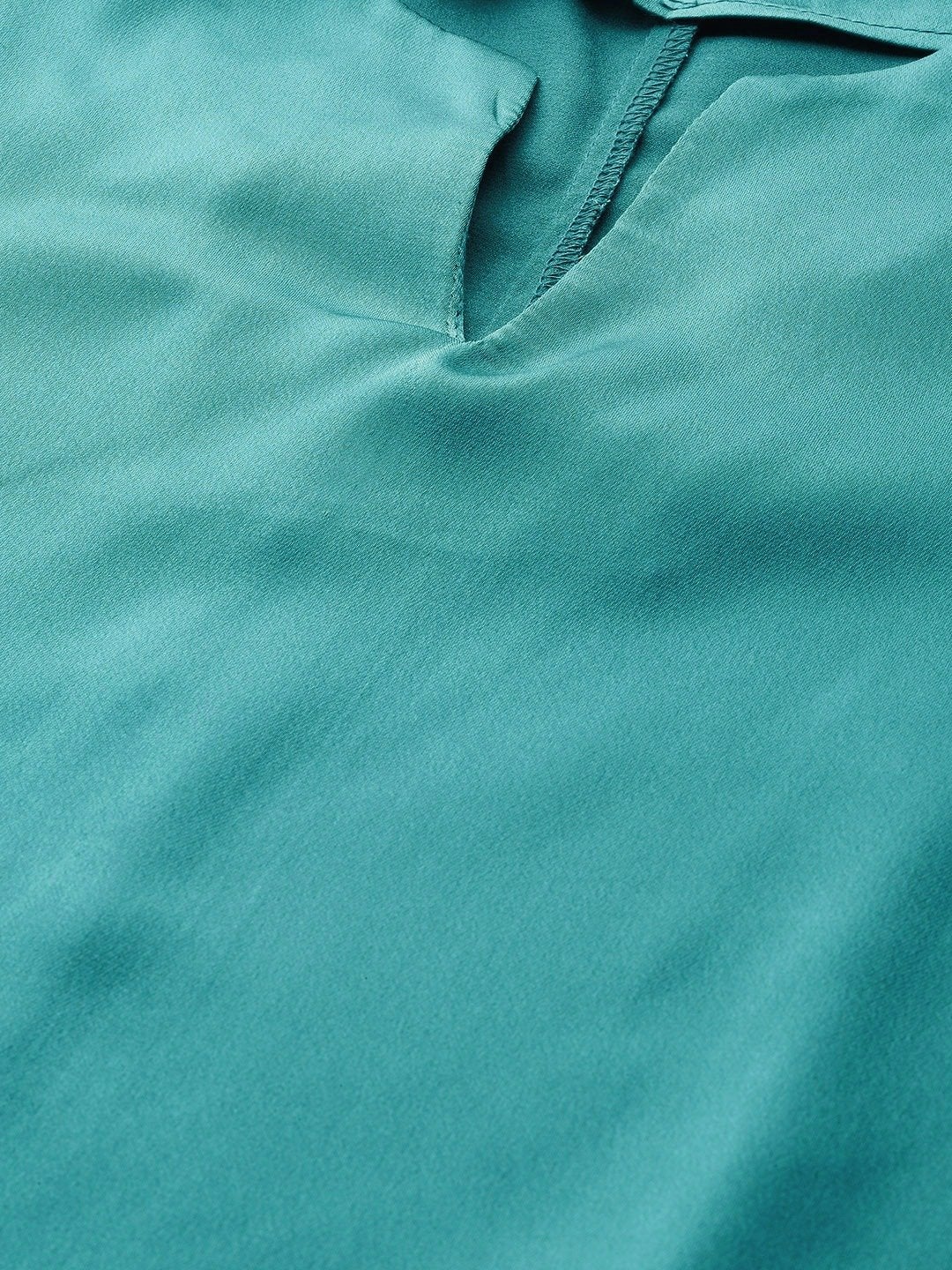 Women's Emerald Green Side Tie Satin Top
