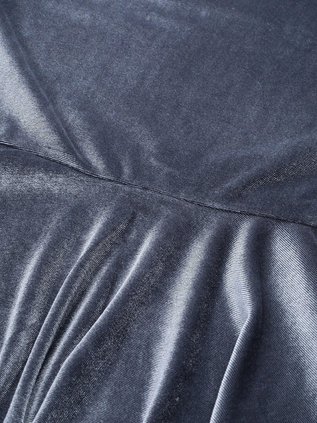 Women's Grey Velvet Asymmetric Peplum Top