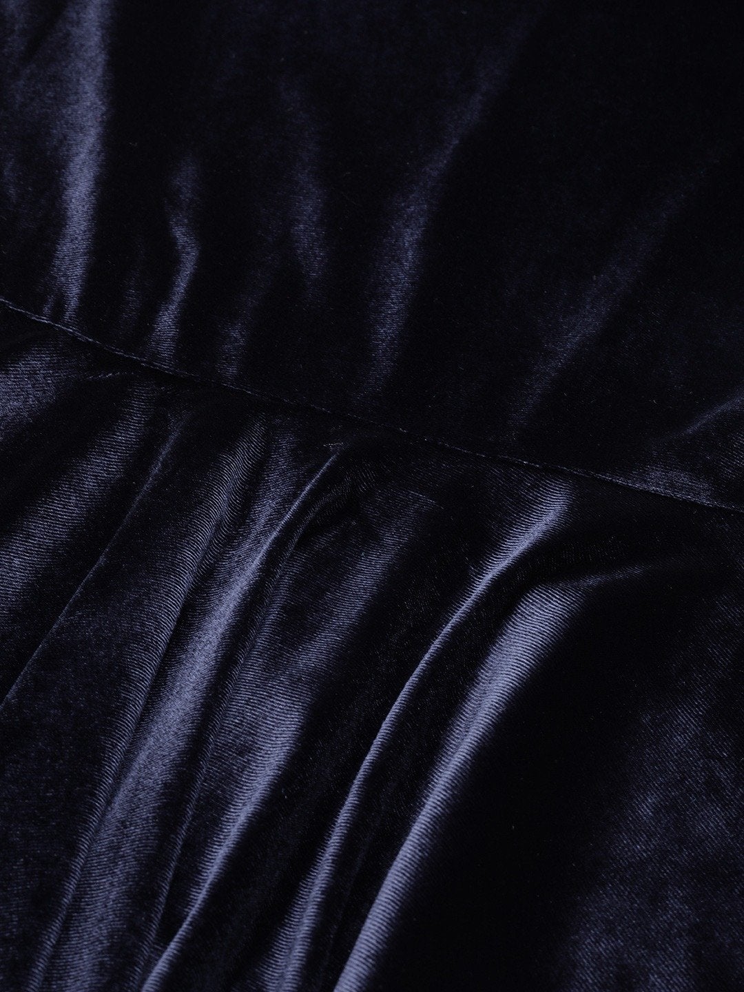 Women's Navy Velvet Asymmetric Peplum Top