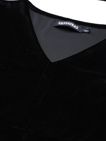 Women's Black Velvet Boxy Top