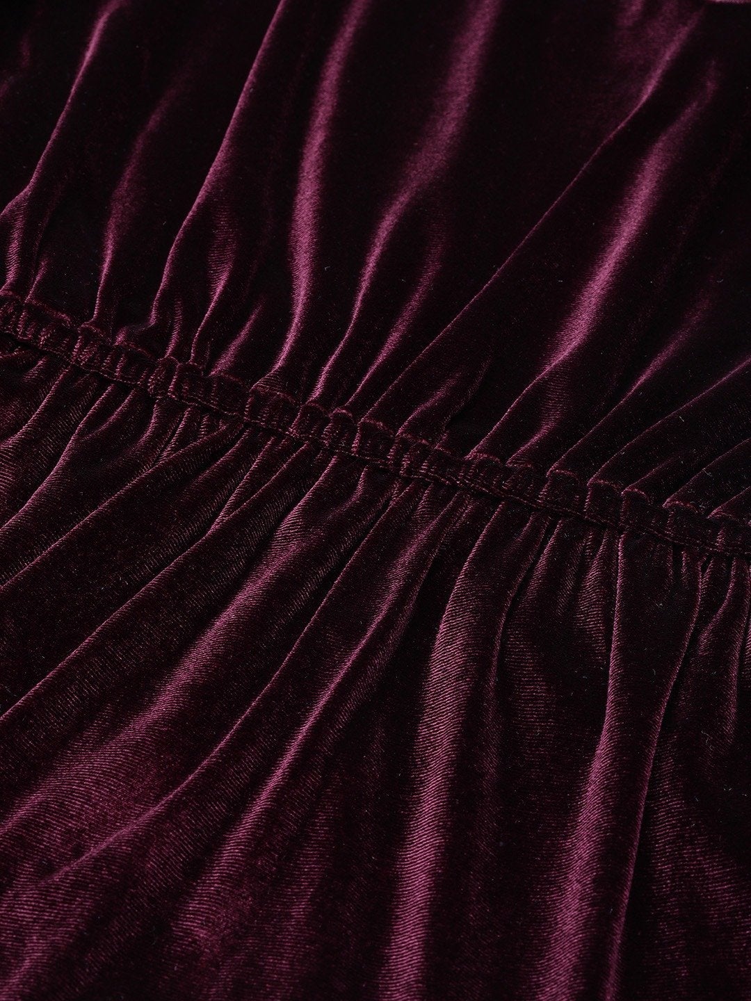 Women's Burgundy Velvet Peplum Top