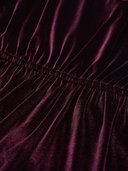 Women's Burgundy Velvet Peplum Top