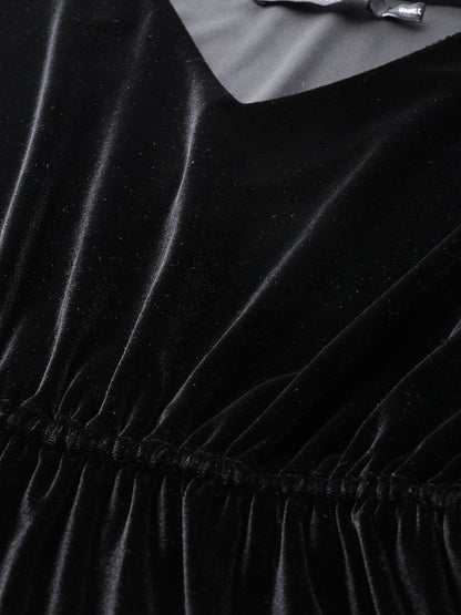 Women's Black Velvet Peplum Top