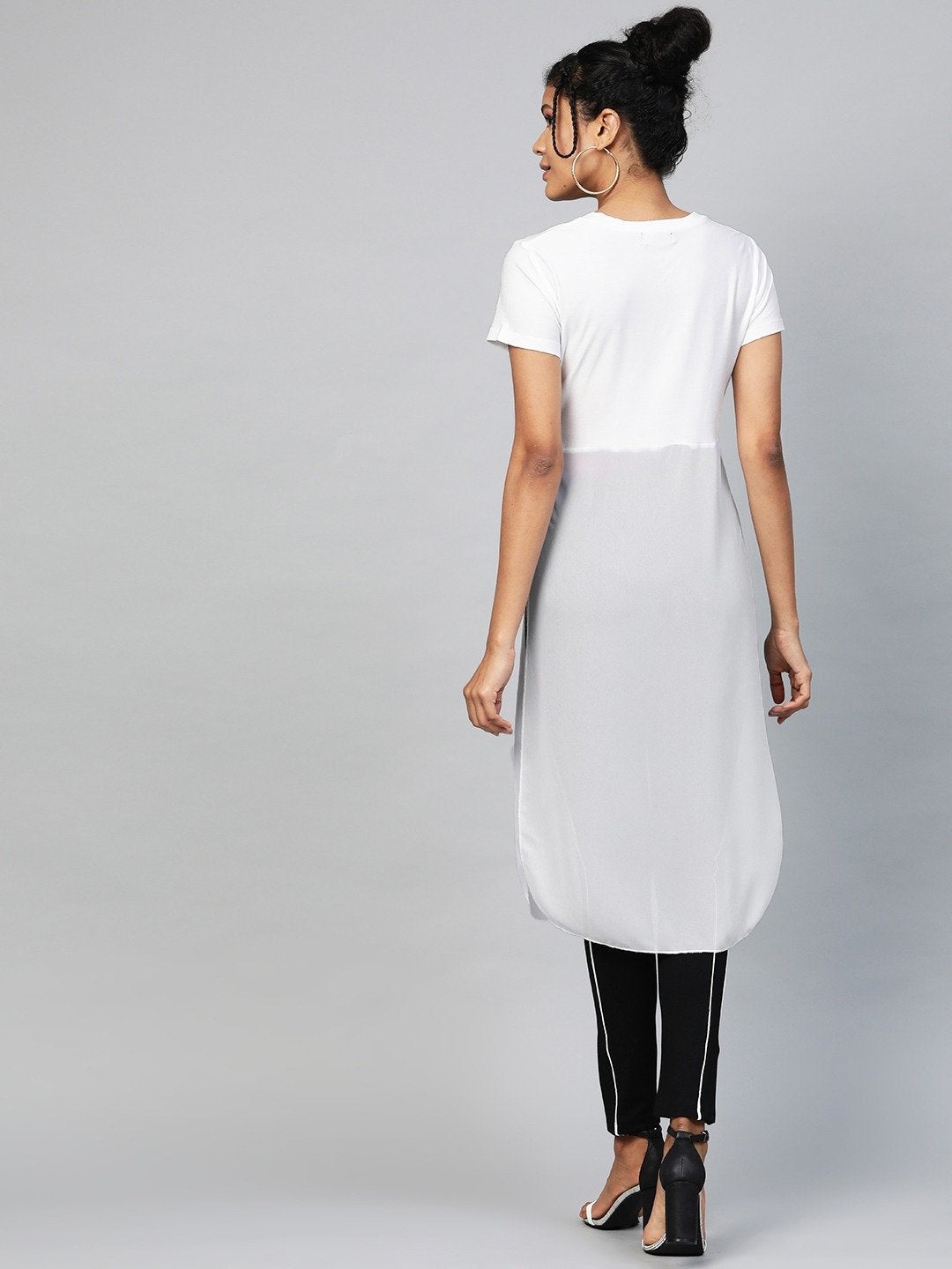 Women's White Side Slit Longline Top