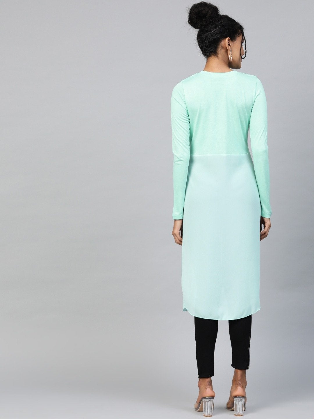 Women's Light Blue Side Slit Longline Top