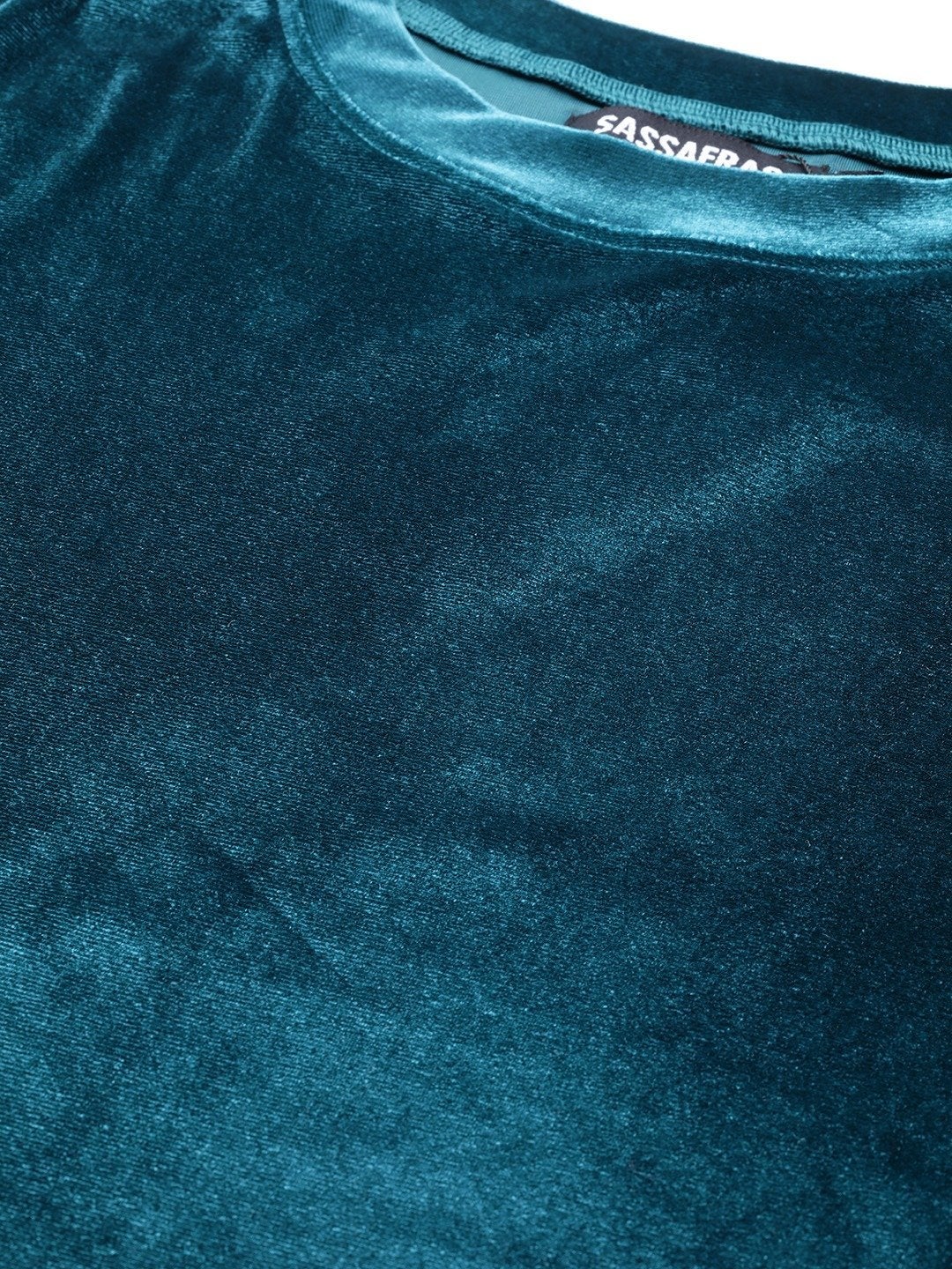 Women's Teal Velvet Basic Top
