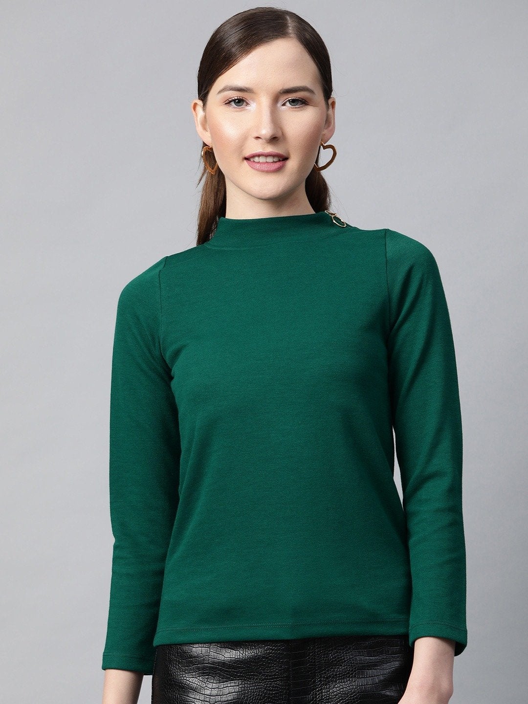 Women's Emerald High Neck Rib Top
