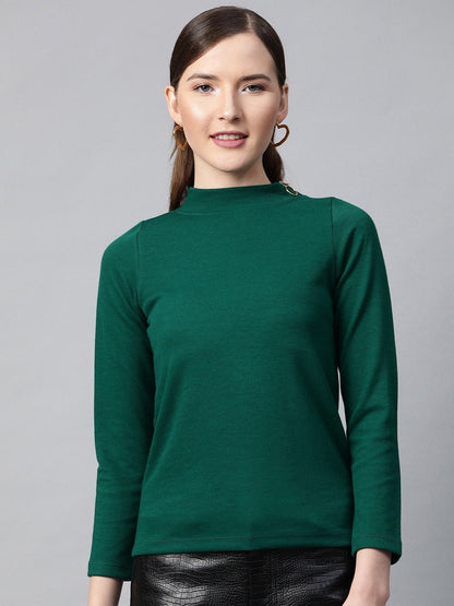 Women's Emerald High Neck Rib Top