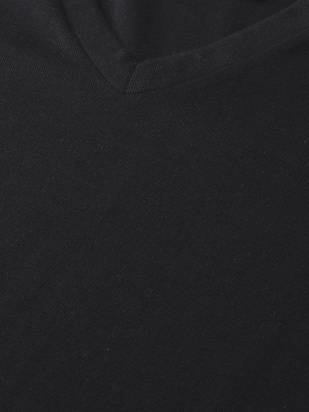 Women's Black V-Neck Rib Top