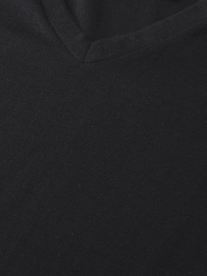 Women's Black V-Neck Rib Top