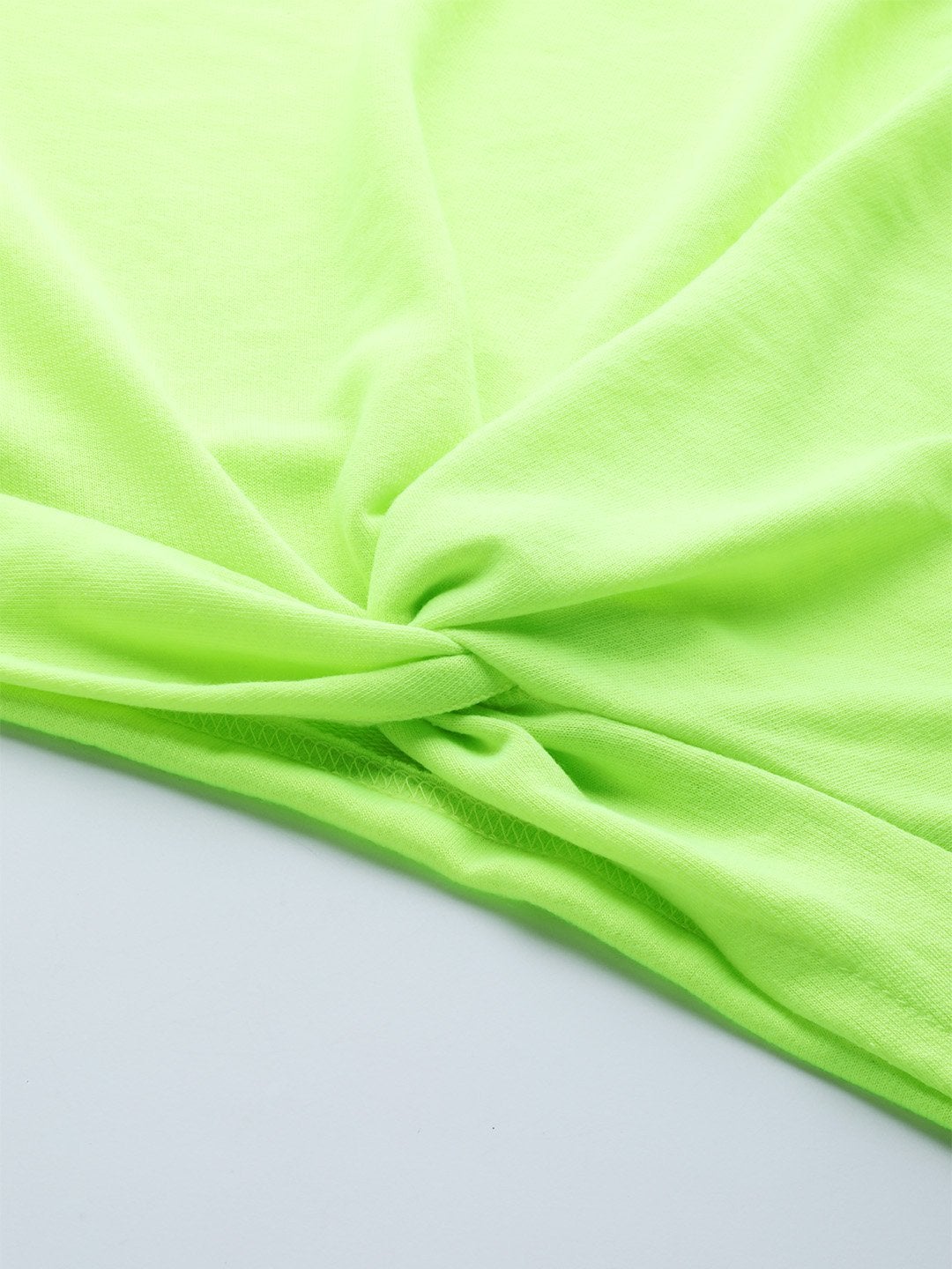 Women's Neon Green Terry Knot Crop Top