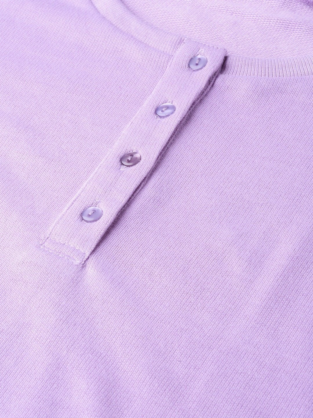Women's Purple Henley Full Sleeve T-Shirt