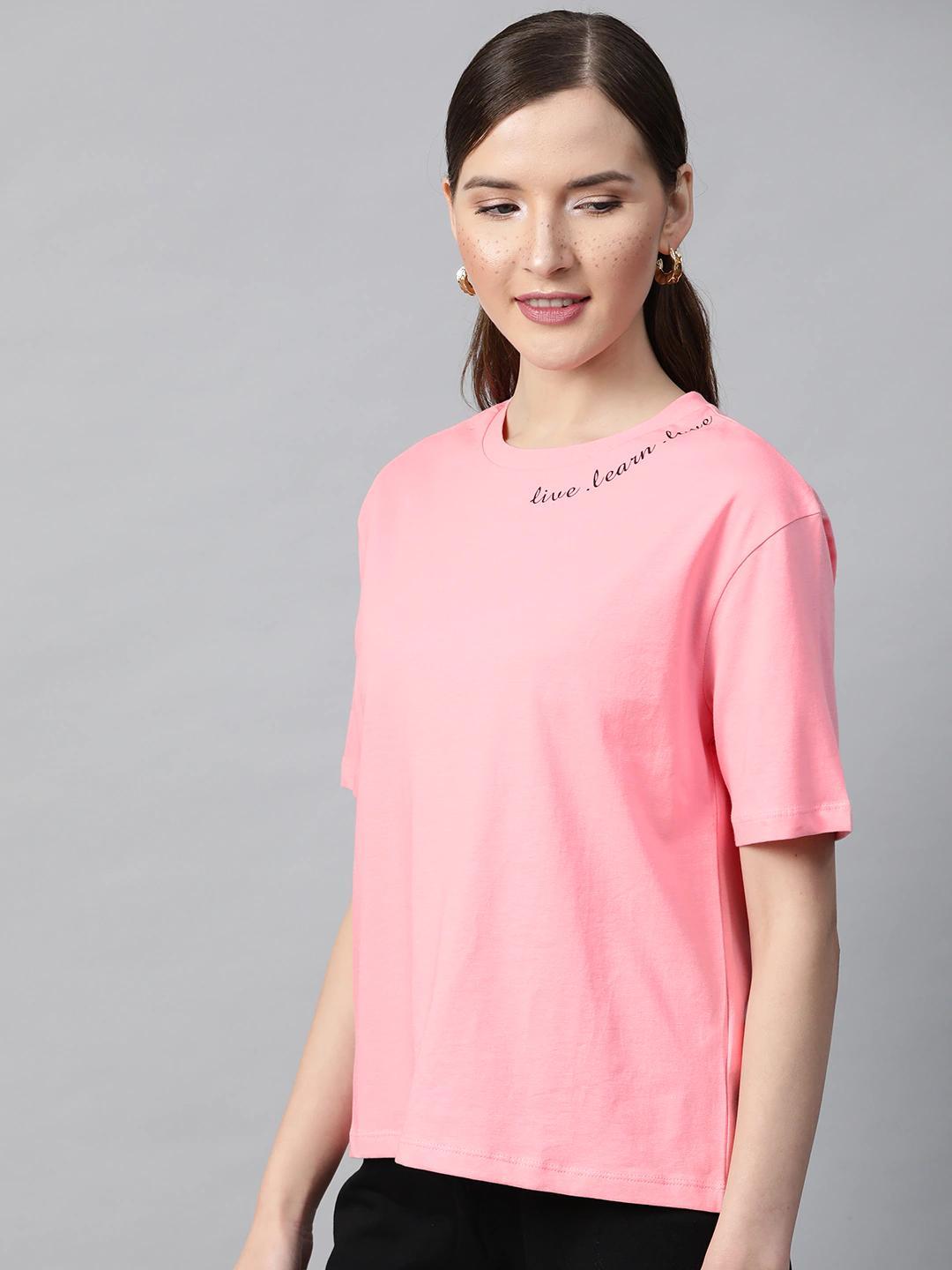 Women's Pink Live-Learn-Love Regular T-Shirt
