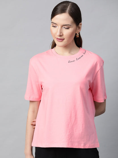Women's Pink Live-Learn-Love Regular T-Shirt