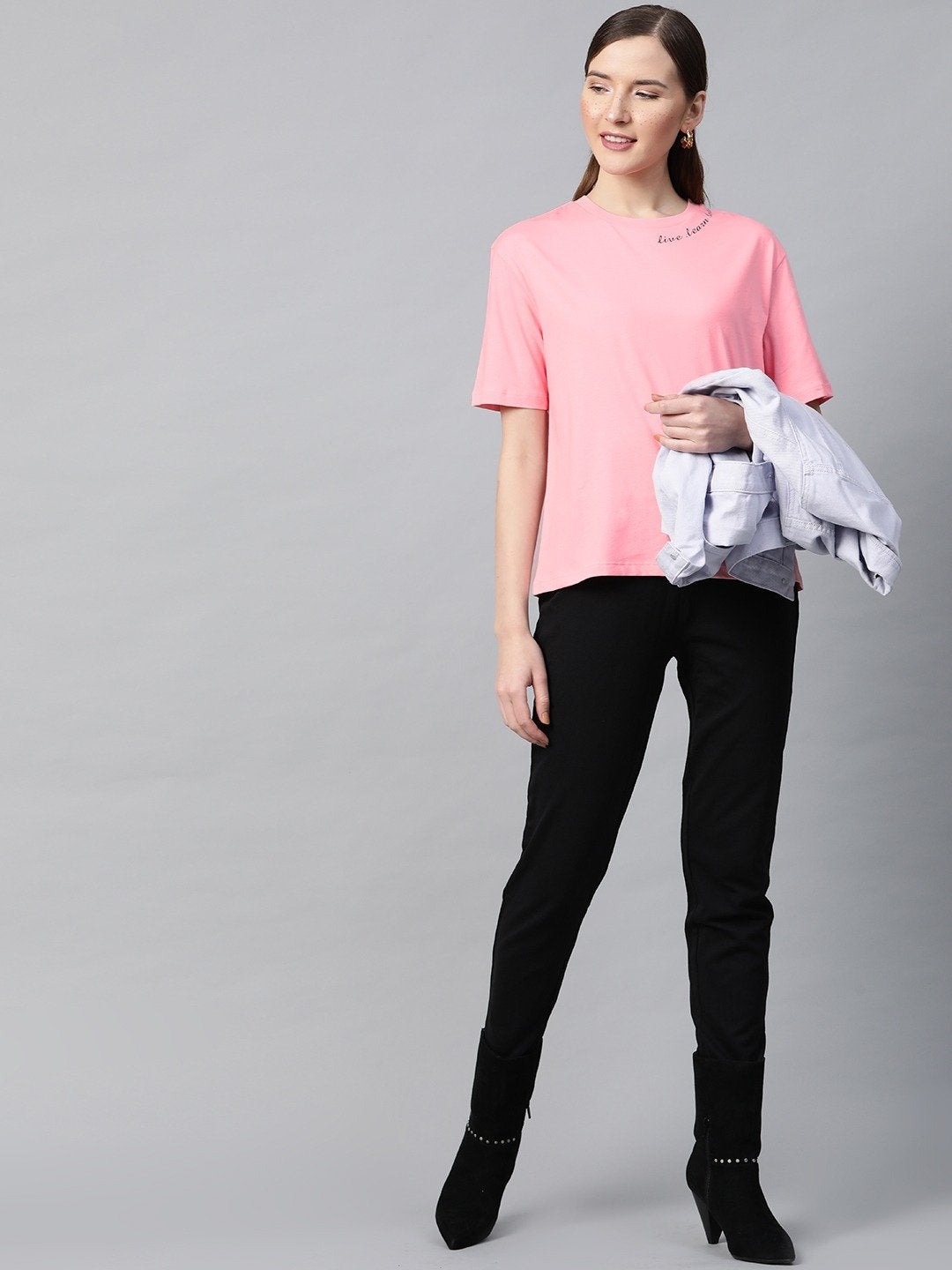 Women's Pink Live-Learn-Love Regular T-Shirt