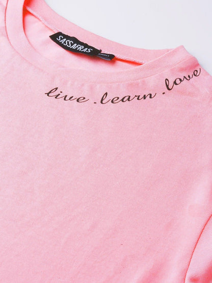 Women's Pink Live-Learn-Love Regular T-Shirt
