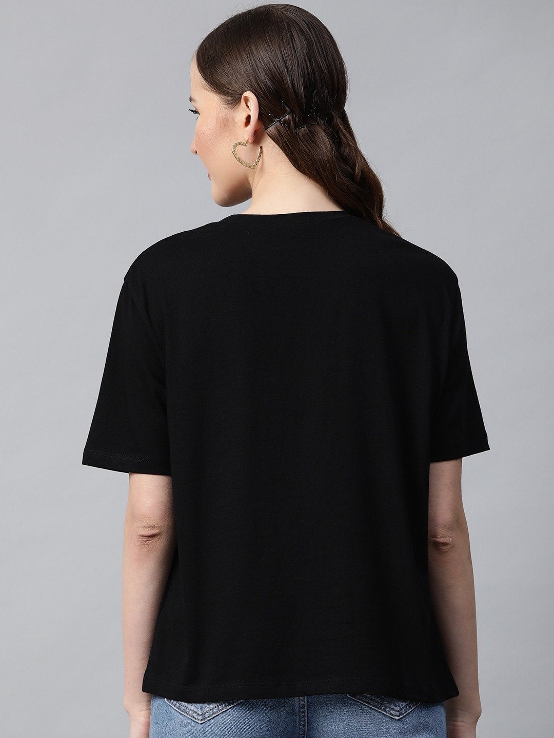 Women's Black Live-Learn-Love Print T-Shirt