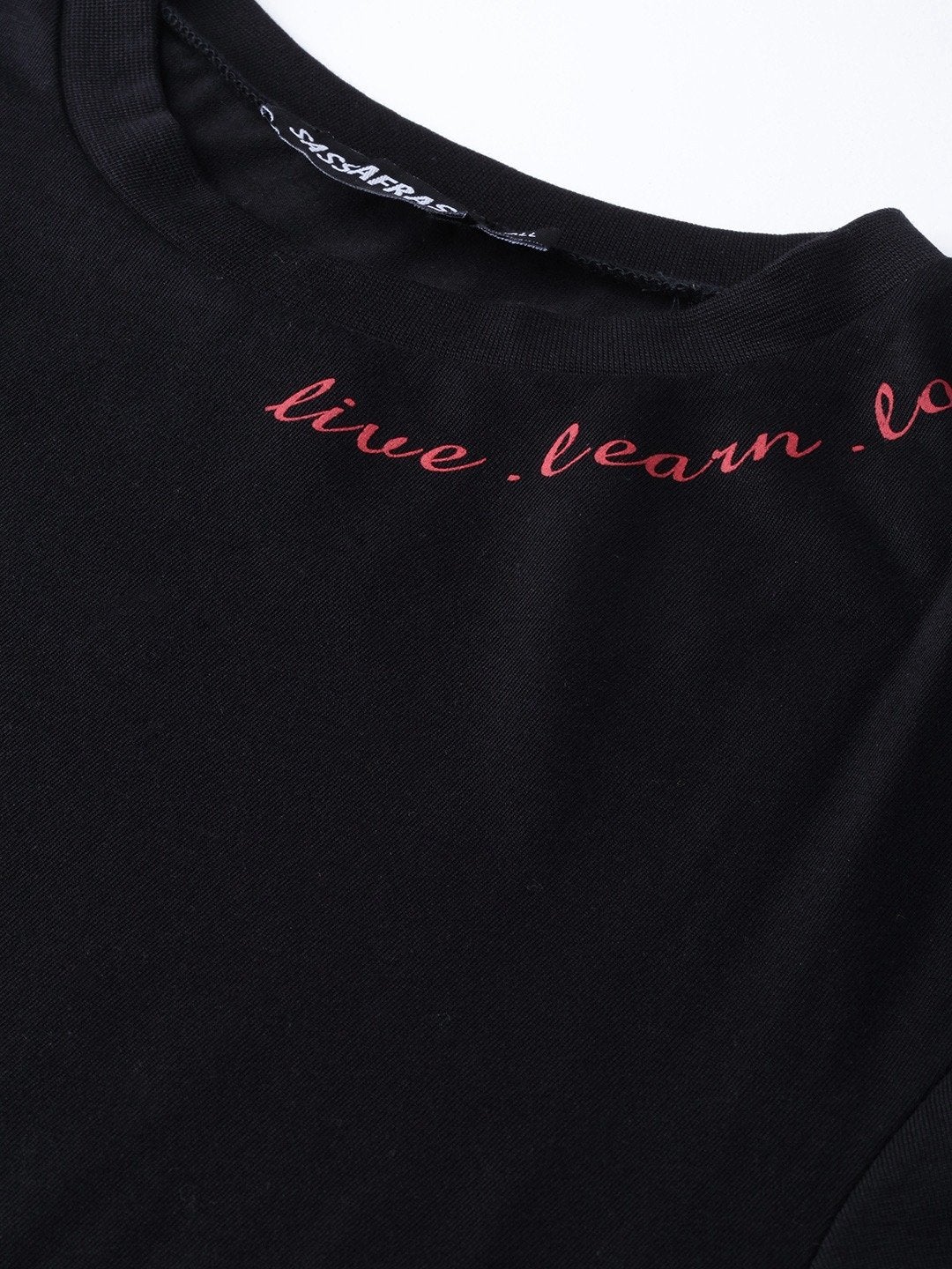 Women's Black Live-Learn-Love Print T-Shirt