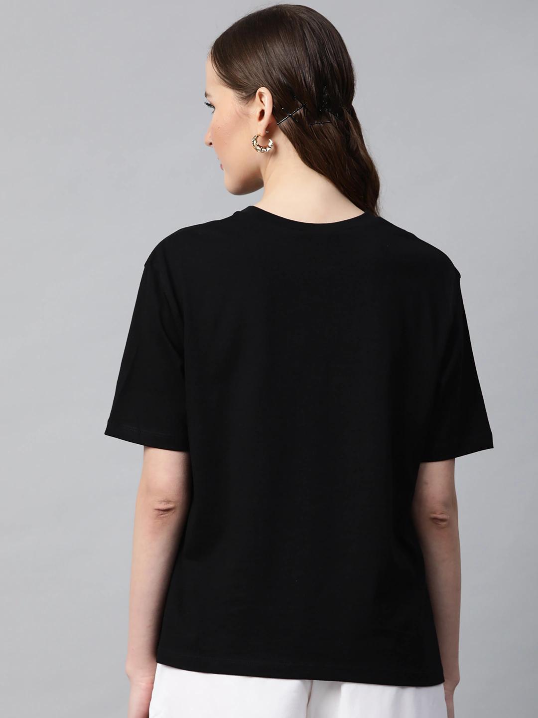 Women's Black Boss-Print T-Shirt