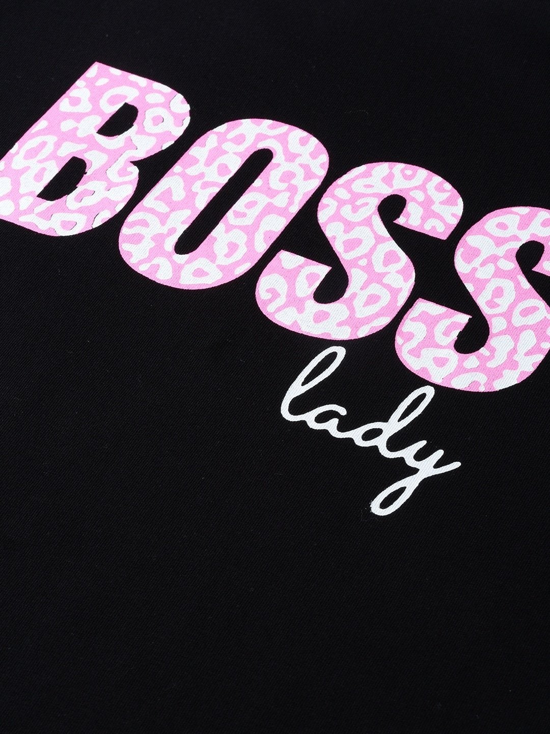 Women's Black Boss-Print T-Shirt