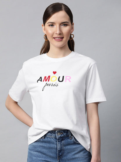 Women's White Amour-Print T-Shirt