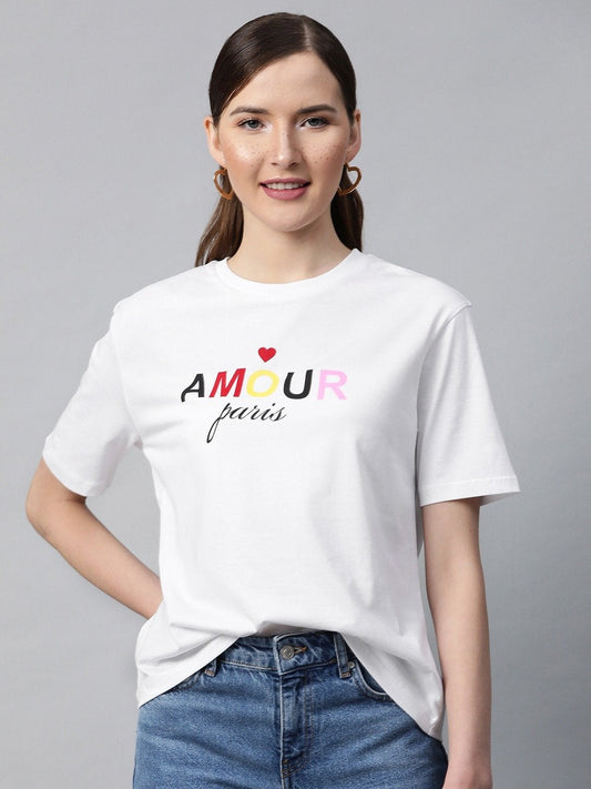 Women's White Amour-Print T-Shirt