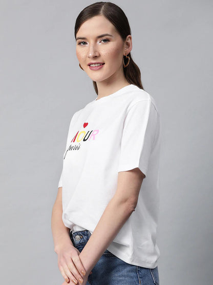 Women's White Amour-Print T-Shirt