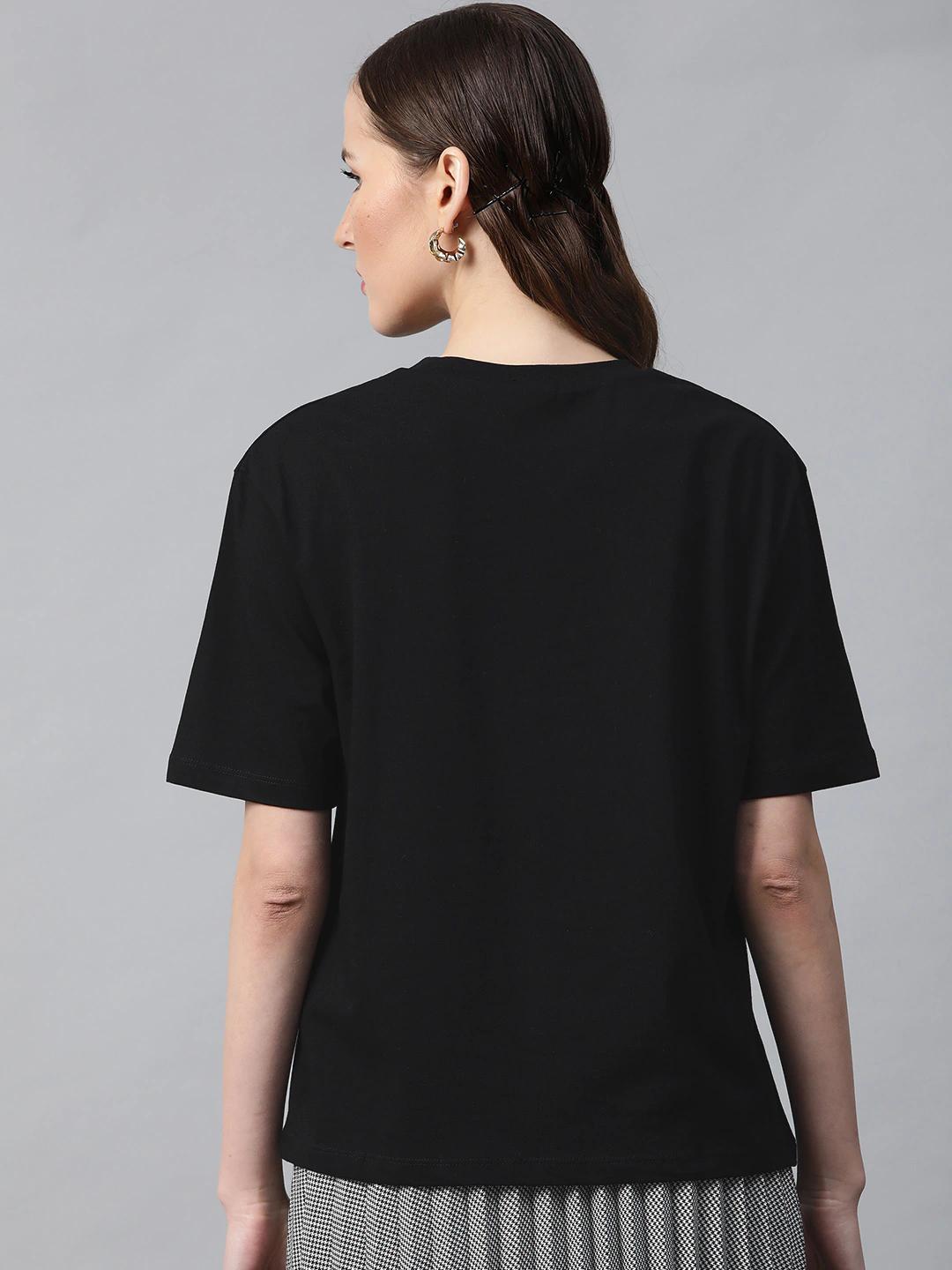 Women's Black Amour-Print T-Shirt