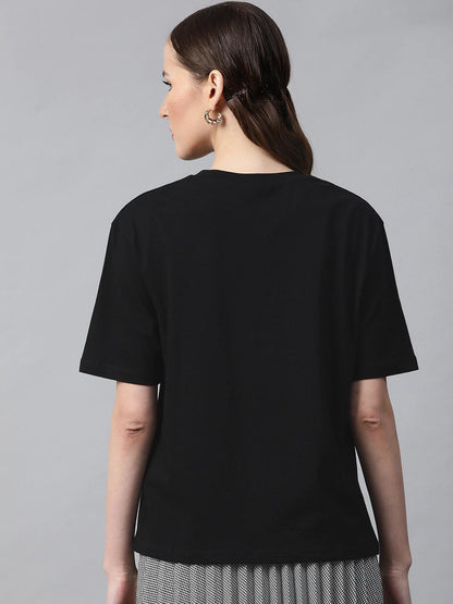 Women's Black Amour-Print T-Shirt