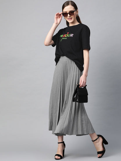 Women's Black Amour-Print T-Shirt